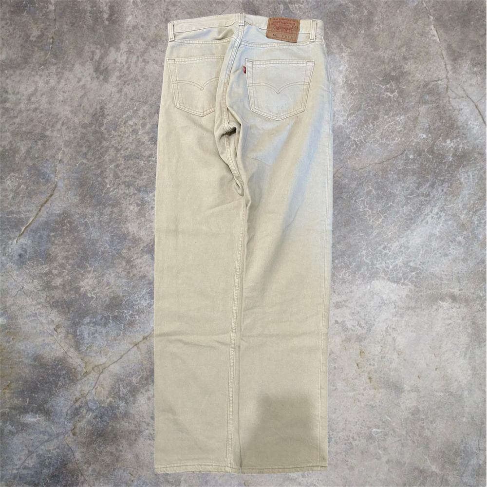 Vintage Levi's 501 Original Fit Button Fly Tan Denim Jeans Size 31x32